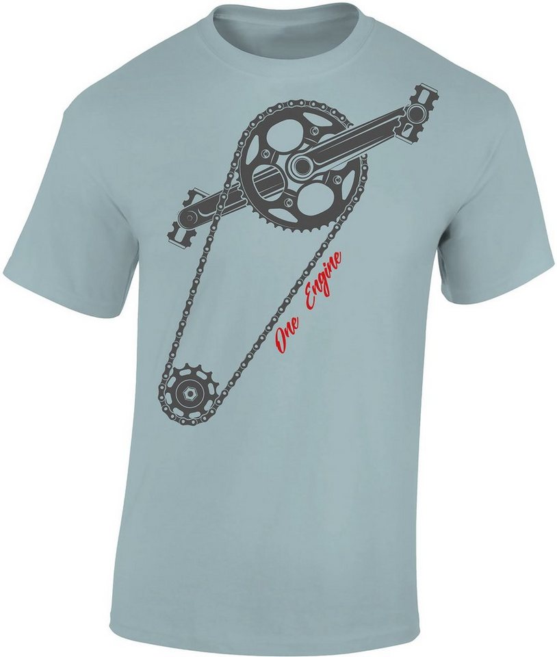 Baddery Print-Shirt Fahrrad T-Shirt : One Engine - Sport Tshirts Herren, hochwertiger Siebdruck, auch Übergrößen, aus Baumwolle von Baddery