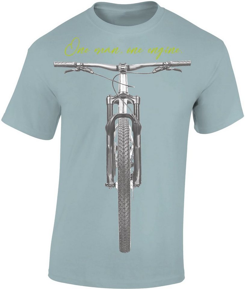 Baddery Print-Shirt Fahrrad T-Shirt : One Man One Engine - Sport Tshirts Herren, hochwertiger Siebdruck, auch Übergrößen, aus Baumwolle von Baddery