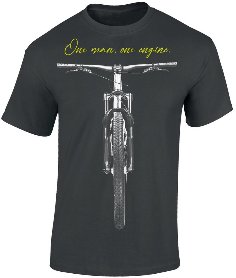 Baddery Print-Shirt Fahrrad T-Shirt : One Man One Engine - Sport Tshirts Herren, hochwertiger Siebdruck, auch Übergrößen, aus Baumwolle von Baddery