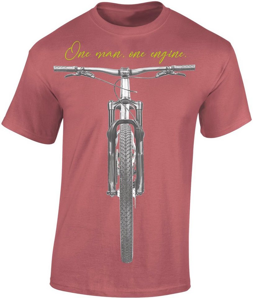 Baddery Print-Shirt Fahrrad T-Shirt : One Man One Engine - Sport Tshirts Herren, hochwertiger Siebdruck, auch Übergrößen, aus Baumwolle von Baddery