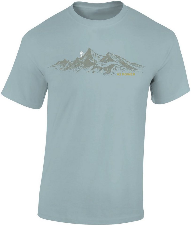 Baddery Print-Shirt Fahrrad T-Shirt : V2 Power - Sport Tshirts Herren - Mountainbike Shirt, hochwertiger Siebdruck, auch Übergrößen, aus Baumwolle von Baddery