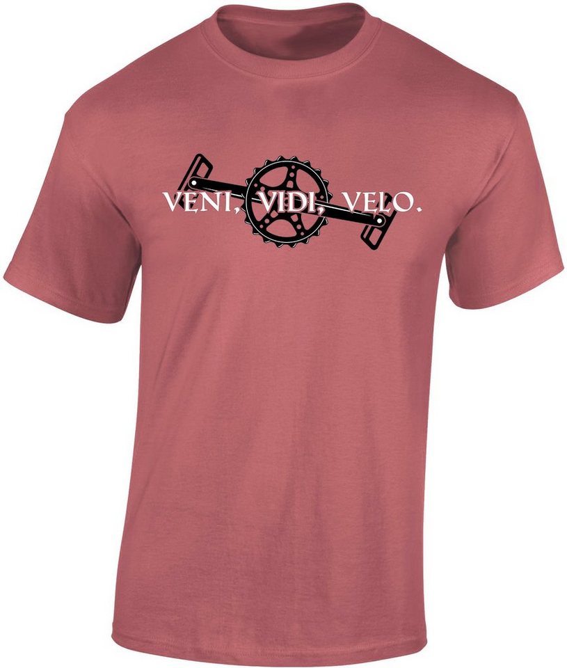 Baddery Print-Shirt Fahrrad T-Shirt : Veni Vidi Velo - Sport Tshirts Herren - Latein Fun, hochwertiger Siebdruck, auch Übergrößen, aus Baumwolle von Baddery