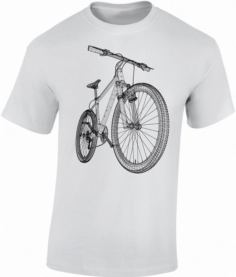 Baddery Print-Shirt Fahrrad T-Shirt: "MTB Blueprint" - Mountainbike Shirt, hochwertiger Siebdruck, auch Übergrößen, aus Baumwolle von Baddery