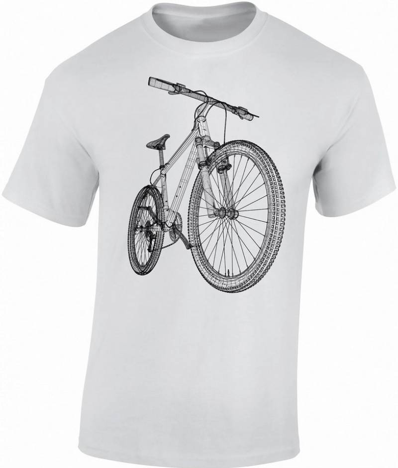 Baddery Print-Shirt Fahrrad T-Shirt: "MTB Blueprint" - Mountainbike Shirt, hochwertiger Siebdruck, auch Übergrößen, aus Baumwolle von Baddery