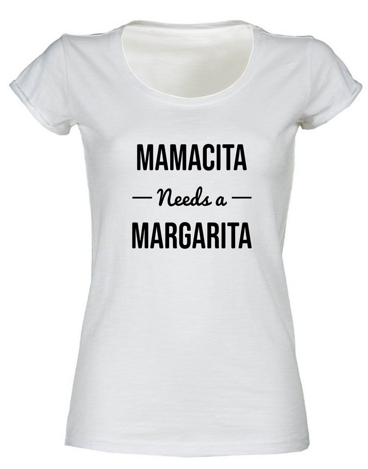 Baddery Print-Shirt Fun T-Shirt Damen - Mamacita needs a Margarita, hochwertiger Siebdruck, aus Baumwolle von Baddery