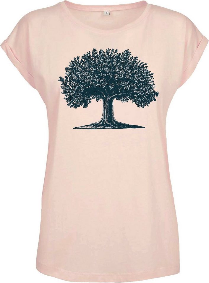 Baddery Print-Shirt Garten T-Shirt Damen : Arbor Magna - Frauen Tshirt - Nature Shirt Baum, hochwertiger Siebdruck, aus Baumwolle von Baddery