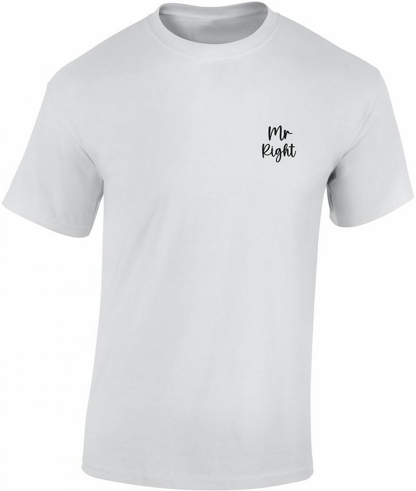Baddery Print-Shirt Herren T-Shirt : Mr. Right - Funshirts für Männer aus Baumwolle, hochwertiger Siebdruck von Baddery