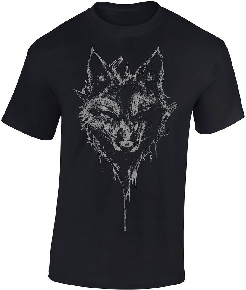 Baddery Print-Shirt Jäger T-Shirt: "Wolf" - Geschenk für Jäger - Jagd Tshirt, hochwertiger Siebdruck, auch Übergrößen, aus Baumwolle von Baddery