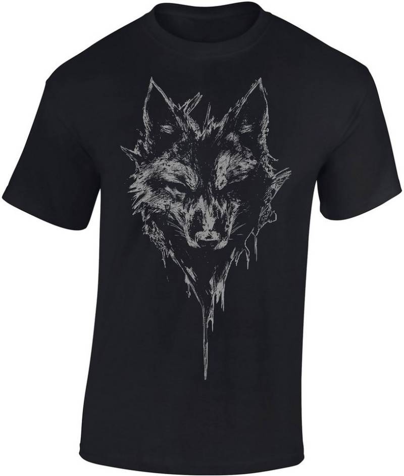 Baddery Print-Shirt Jäger T-Shirt: "Wolf" - Geschenk für Jäger - Jagd Tshirt, hochwertiger Siebdruck, auch Übergrößen, aus Baumwolle von Baddery
