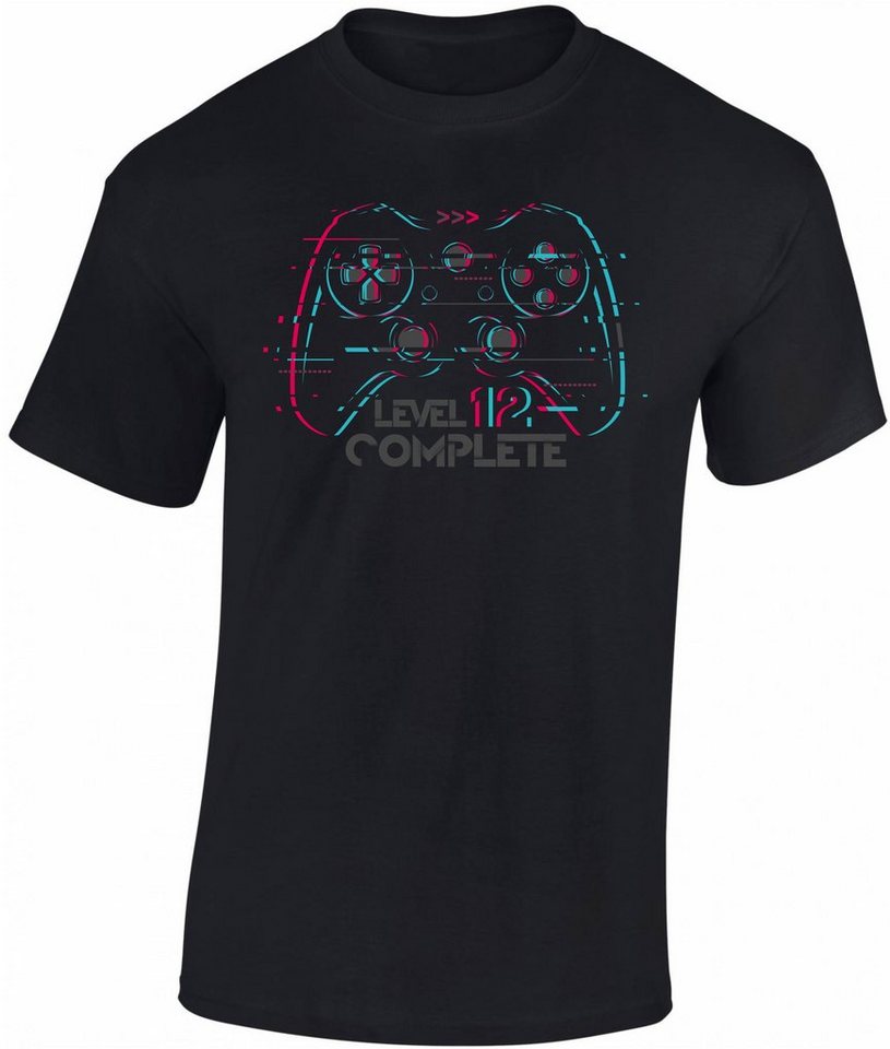 Baddery Print-Shirt Jungen Gamer T-Shirt zum 12. Geburtstag : Level 12 Complete, hochwertiger Siebdruck, aus Baumwolle von Baddery