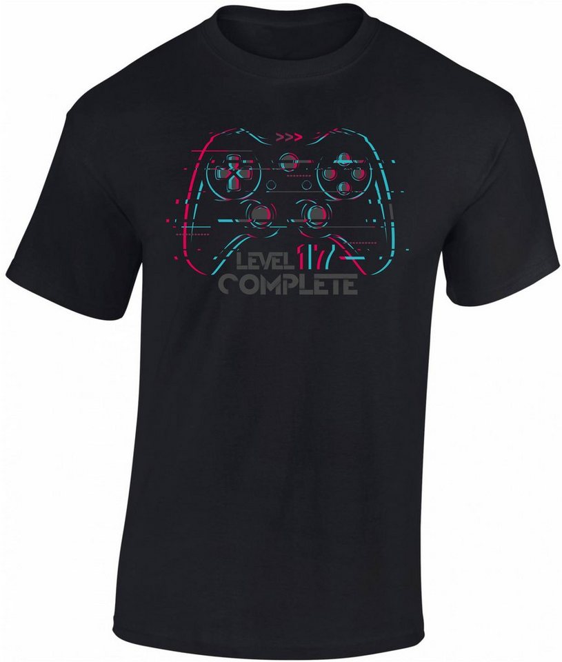 Baddery Print-Shirt Jungen Gamer T-Shirt zum 17. Geburtstag : Level 17 Complete, hochwertiger Siebdruck, aus Baumwolle von Baddery