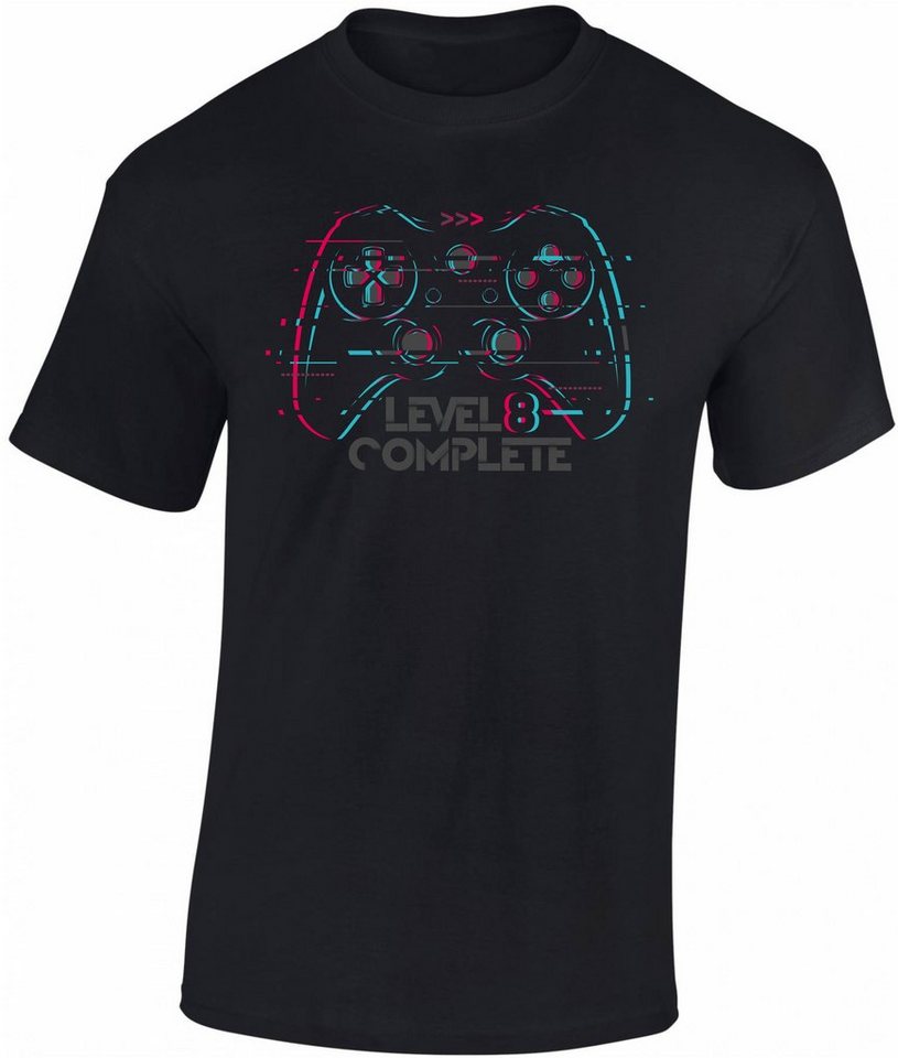 Baddery Print-Shirt Jungen Gamer T-Shirt zum 8. Geburtstag : Level 8 Complete aus Baumwolle, hochwertiger Siebdruck von Baddery