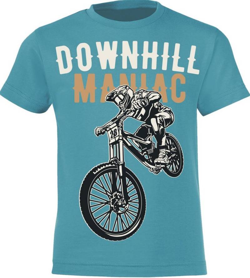 Baddery Print-Shirt Kinder Fahrrad T-Shirt: "Downhill Maniac", hochwertiger Siebdruck, aus Baumwolle von Baddery