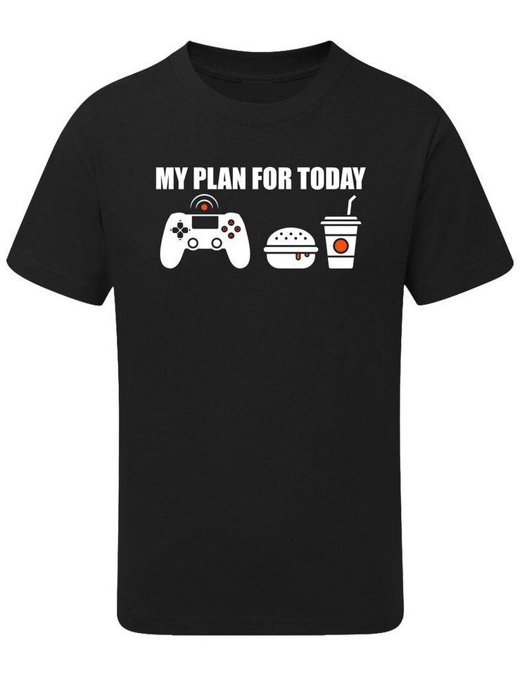 Baddery Print-Shirt Kinder Gamer T-Shirt: My Plan for Today : Gaming, hochwertiger Siebdruck, aus Baumwolle von Baddery