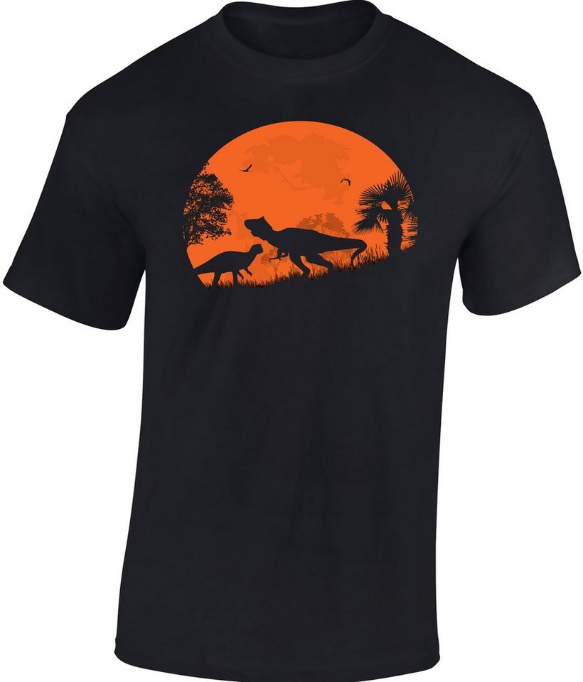 Baddery Print-Shirt Kinder T-Shirt: Dino Dawn - T-Rex Tyrannosaurus Dino Dinosaurier, hochwertiger Siebdruck, aus Baumwolle von Baddery