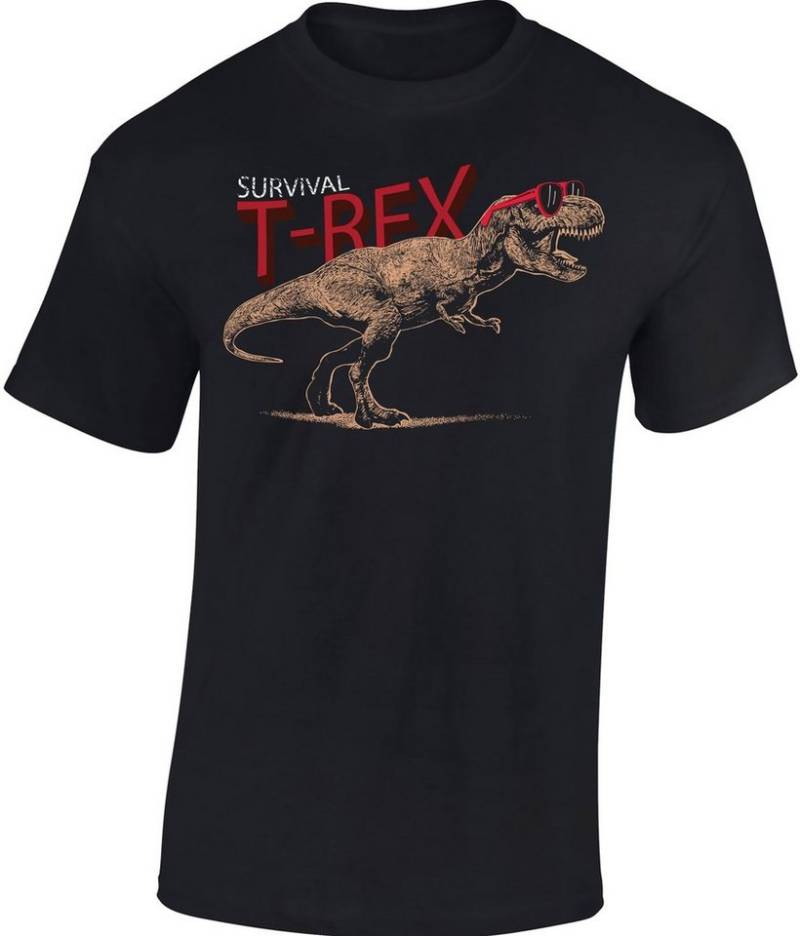 Baddery Print-Shirt Kinder T-Shirt: "Survival T-Rex" - Tyrannosaurus Dino Dinosaurier, hochwertiger Siebdruck, aus Baumwolle von Baddery