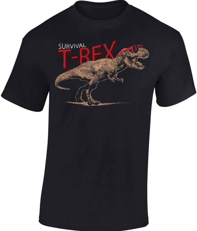 Baddery Print-Shirt Kinder T-Shirt: Survival T-Rex - Tyrannosaurus Dino Dinosaurier, hochwertiger Siebdruck, aus Baumwolle von Baddery