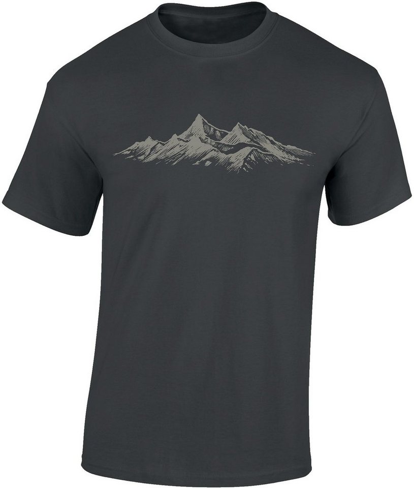 Baddery Print-Shirt Kletter T-Shirt für Jungen und Mädchen : Alpengipfel aus Baumwolle, hochwertiger Siebdruck von Baddery