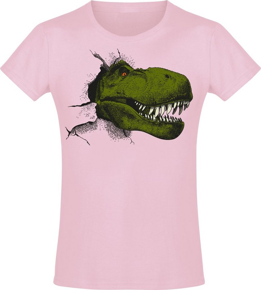 Baddery Print-Shirt Mädchen T-Shirt: T-Rex - Tyrannosaurus Dino Planet Dinosaurier, hochwertiger Siebdruck, aus Baumwolle von Baddery