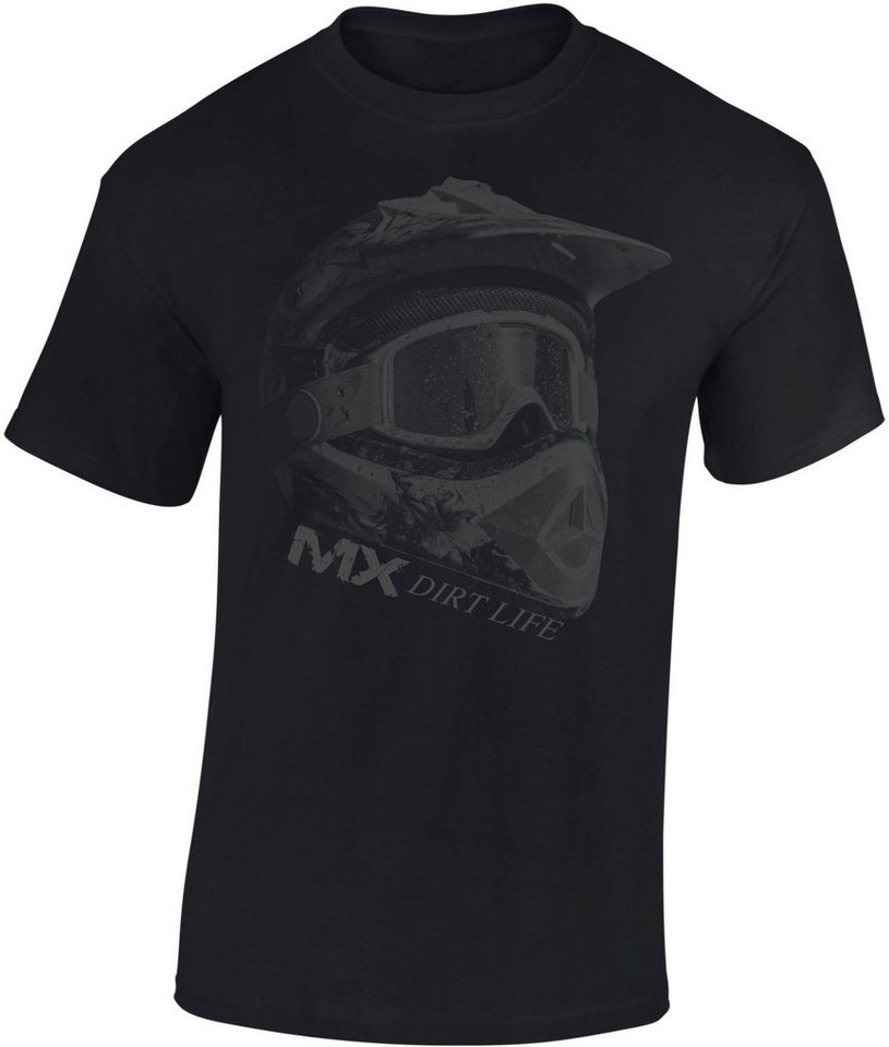 Baddery Print-Shirt Motocross T-Shirt: MX Dirt Life - Motorrad Biker T-Shirt, hochwertiger Siebdruck, auch Übergrößen, aus Baumwolle von Baddery