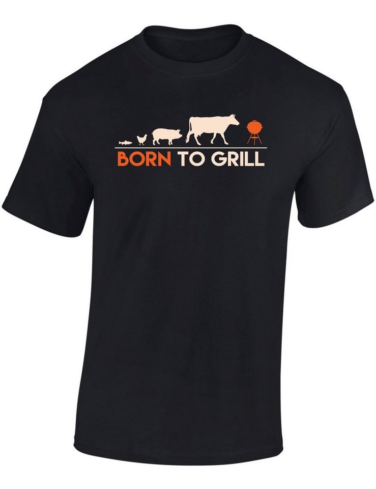 Baddery Print-Shirt T-Shirt: Born To Grill - Geschenk für Griller - BBQ Fun Pork Koch, hochwertiger Siebdruck, auch Übergrößen, aus Baumwolle von Baddery