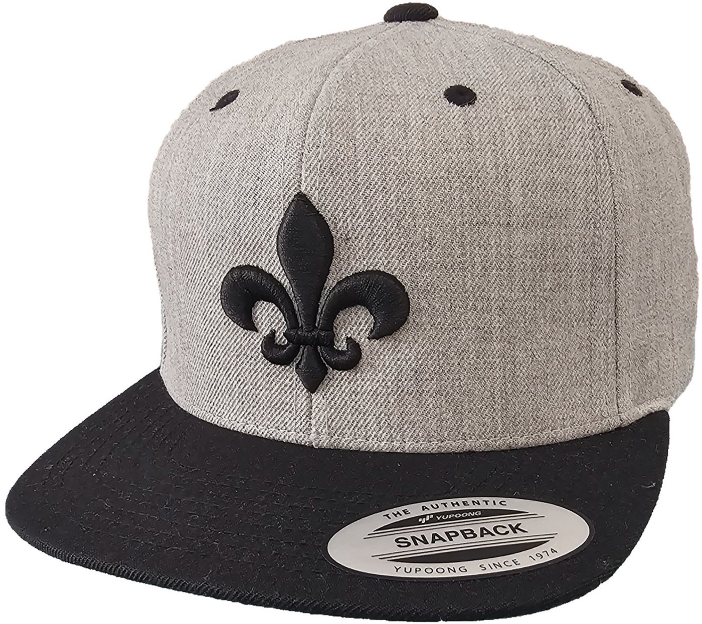 Baddery Snapback Cap Flexfit : Fleur de Lis - Herren Damen Jugendliche, 3D-Stick, One Size Einheitsgröße, Snapback-Verschluss von Baddery