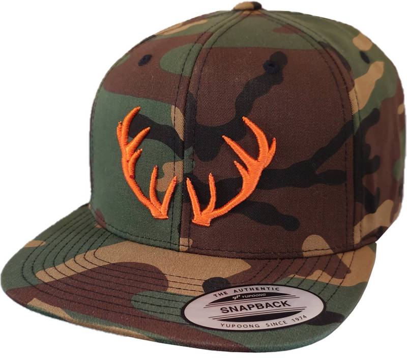 Baddery Snapback Cap Flexfit Outdoor Camo Cap "Hirschgeweih" - Camouflage Jäger Mütze, 3D-Stick, One Size Einheitsgröße, Snapback-Verschluss von Baddery
