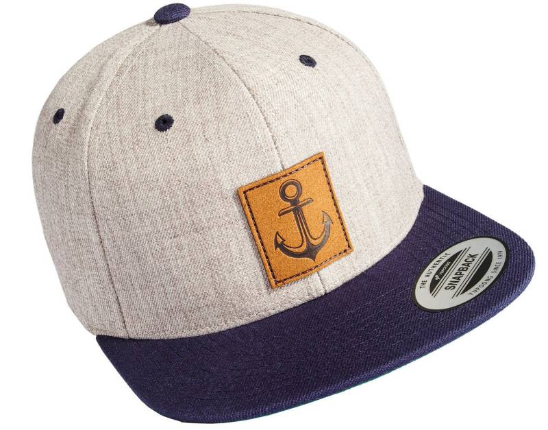 Baddery Snapback Cap Flexfit Outdoor Mütze "Anker" - Leder-Patch-Cap, Leder-Patch, One Size Einheitsgröße, Snapback-Verschluss von Baddery