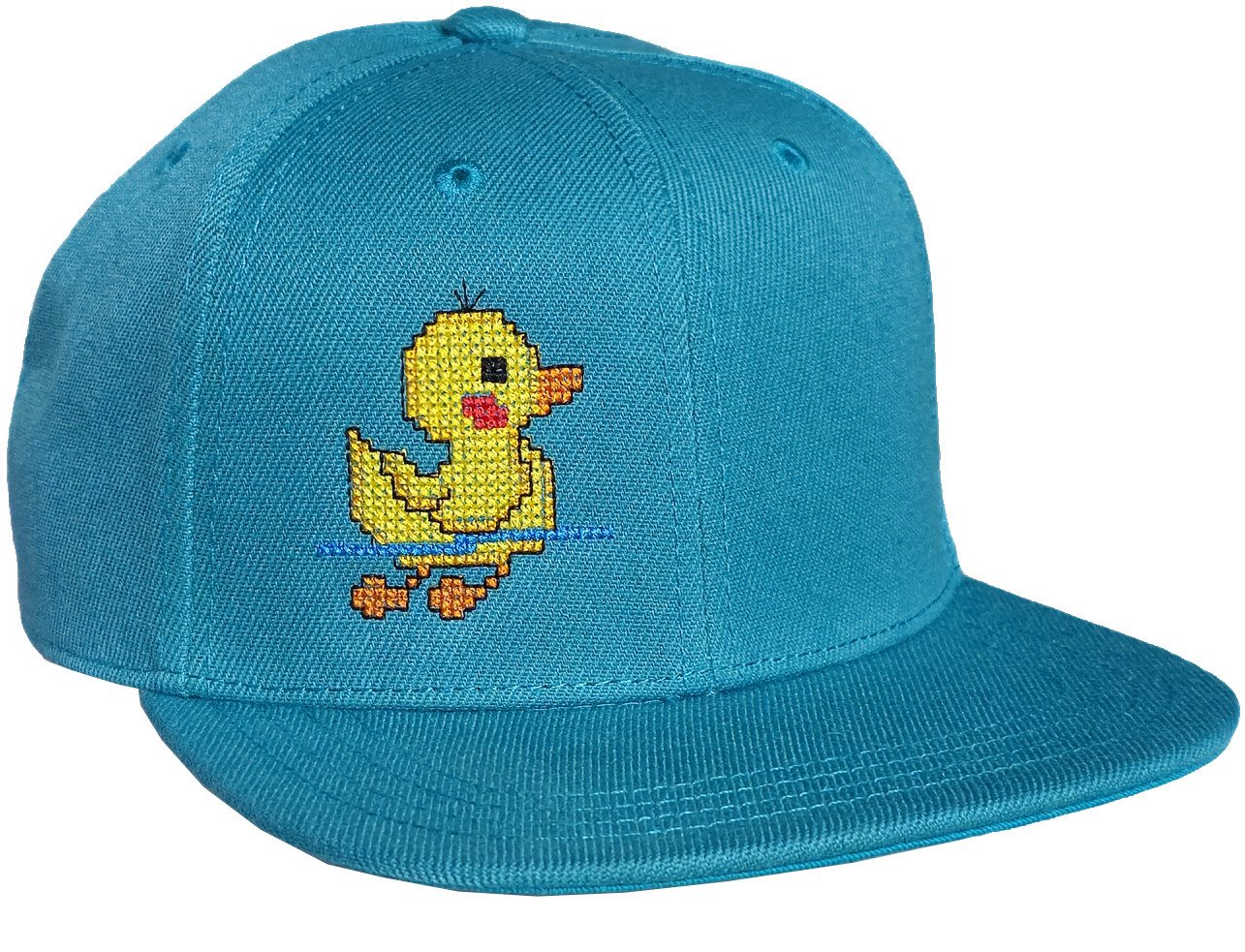 Baddery Snapback Cap Kinder Cap "Quietschie" - Ente Entchen Badeente Mütze, Stick, One Size Einheitsgröße, Snapback-Verschluss von Baddery