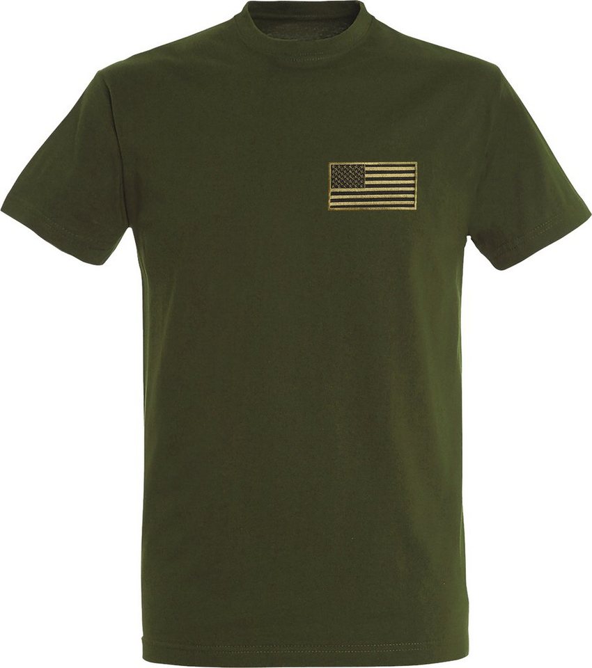 Baddery T-Shirt USA Flagge mit Stick-Patch Stars and Stripes - US-Army, hochwertiger Siebdruck, auch Übergrößen, aus Baumwolle von Baddery