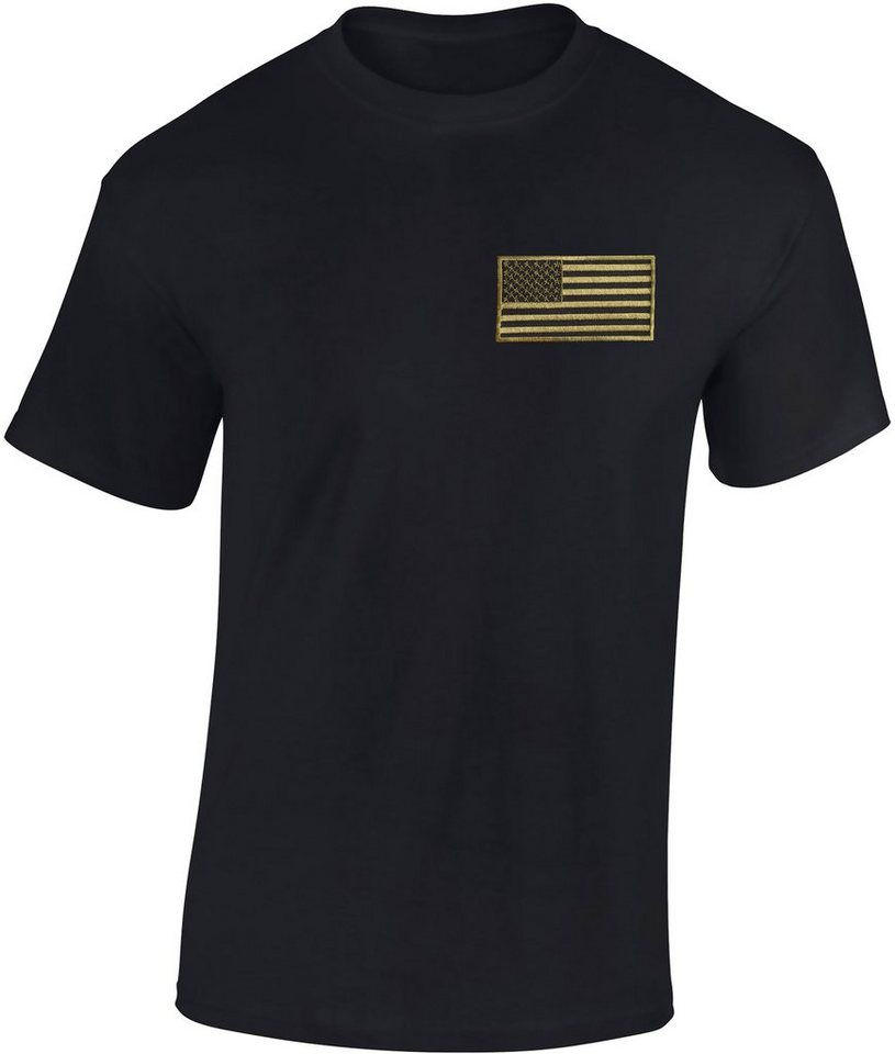 Baddery T-Shirt USA Flagge mit Stick-Patch Stars and Stripes - US-Army, hochwertiger Siebdruck, auch Übergrößen, aus Baumwolle von Baddery