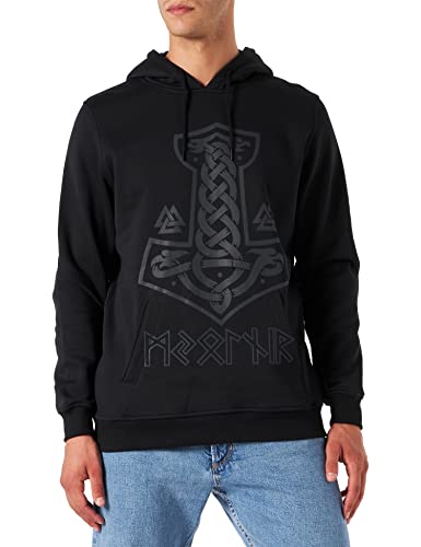 Baddery Wikinger Pullover Herren : Mjölnir - Wikinger Kapuzenpullover - Wikinger Geschenke für Männer - Wikinger Kleidung (3XL) von Baddery