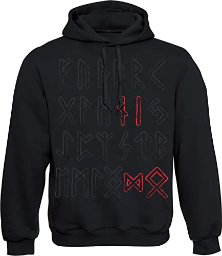 Baddery Wikinger Pullover Herren : Odin Runen - Vikings Kapuzenpullover - Geschenke für Männer (L) von Baddery