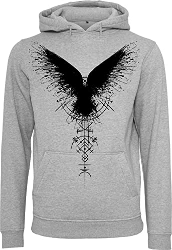 Baddery Wikinger Pullover Herren : Schattenrabe - Vikings Kapuzenpullover - Geschenke für Männer (Heather M) von Baddery