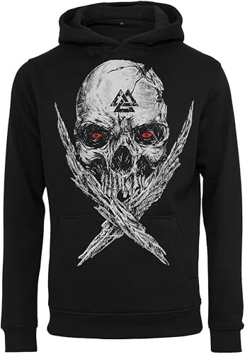 Baddery Wikinger Pullover Herren : Valknut Skull - Vikings Kapuzenpullover - Geschenke für Männer (XL) von Baddery