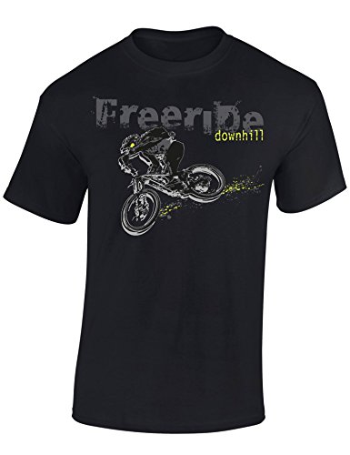 T-Shirt: Freeride Downhill - Fahrrad Geschenke für Damen & Herren - Radfahrer - Mountain-Bike - MTB - BMX - Biker - Rennrad - Tour - Outdoor - Downhill - Dirt - Freeride - Trail - Cross, Schwarz, M von Baddery