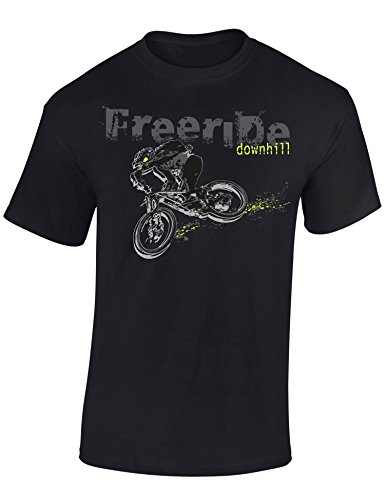 Fahrrad T-Shirt Herren : Freeride Downhill - Sport Tshirts Herren - Mountainbike Shirt (Schwarz XXL) von Baddery