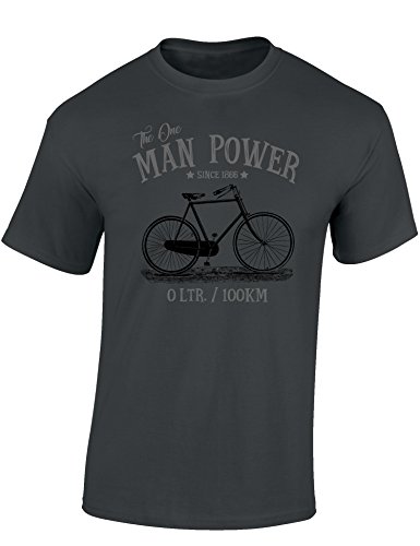 Fahrrad T-Shirt Herren : The One Man Power - Sport Tshirts Herren - ebike zubehör männer (Dark Grey S) von Baddery