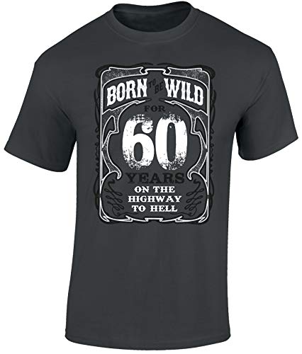 Geburtstagsgeschenk für Biker 60 Jahre - Born to be wild 60 Jahre - Motorrad Männer Geschenk T-Shirt zum 60. Geburtstag - Geburtstags Shirt Herren (XL) von Baddery