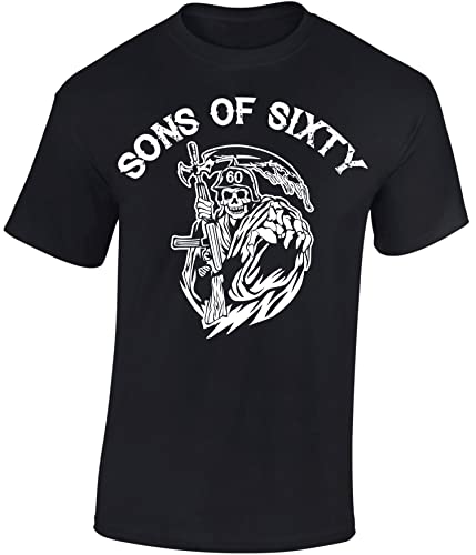 (A) Geburtstagsgeschenk für Biker 60 Jahre - Sons of Sixty - Motorrad Männer Geschenk T-Shirt zum 60. Geburtstag - Geburtstags Shirt Herren (L) von Baddery