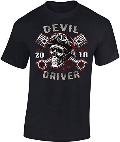 Biker T-Shirt Herren : Devil Driver - Motorrad Geschenke für Männer Tshirt - Motorradfahrer T Shirt - Motorradbekleidung Zubehör (Schwarz M) von Baddery