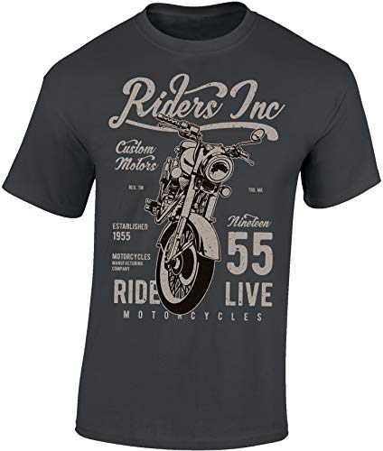 USA Biker T-Shirt Herren : Riders Inc. - Motorrad Geschenke für Männer Tshirt - Motorradfahrer T Shirt - Mechaniker Motorradbekleidung Zubehör (Dark Grey L) von Baddery