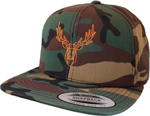 Baddery Camo Cap Flexfit Snapback : Polygon Hirsch - Kappe Herren & Damen - Camouflage Jäger Mütze (Camo - One Size) von Baddery