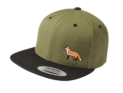 Cap Flexfit Snapback : Fuchs - Basecap Herren & Damen Baseball Cap Männer Jäger Geschenke Jagd Mütze (Olive-Black - One Size) von Baddery