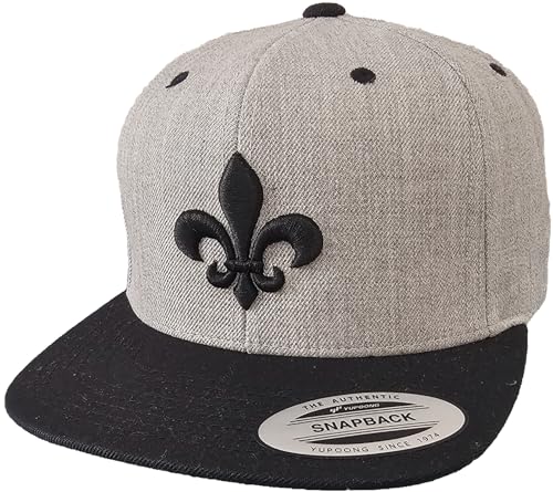 Cap Herren Flexfit Snapback : Fleur de Lis - Basecap Herren & Damen Baseball Cap Männer Schwarz (Heather-Black One Size) von Baddery