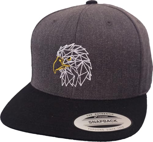 Baddery Cap Flexfit Snapback : USA Adler- Eagle Kappe Herren & Damen (One Size - Charcoal-Black) von Baddery