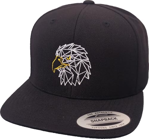 Baddery Cap Flexfit Snapback : USA Adler- Eagle Kappe Herren & Damen (One Size - Schwarz) von Baddery