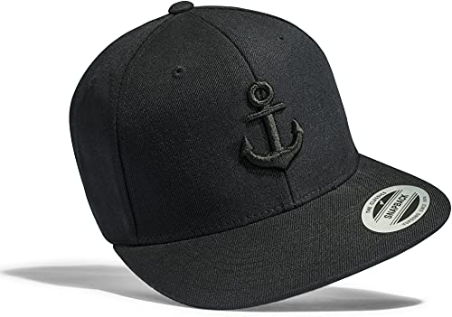 Cap Herren Flexfit Snapback : Anker - Basecap Herren & Damen Baseball Cap Männer Schwarz Kapitänsmütze (Schwarz) von Baddery