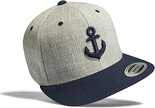 Cap Herren Flexfit Snapback : Anker - Basecap Herren & Damen Baseball Cap Männer Schwarz Kapitänsmütze (Grau) von Baddery