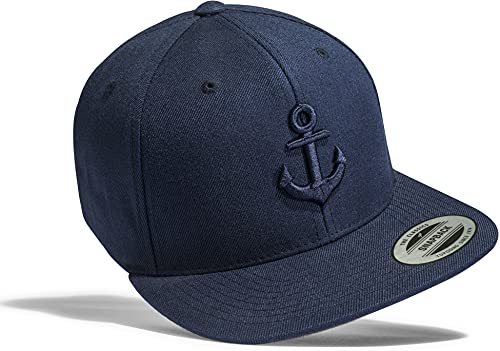 Baddery Cap Flexfit Snapback : Anker - Kappe Herren & Damen Kapitänsmütze (Navy) von Baddery